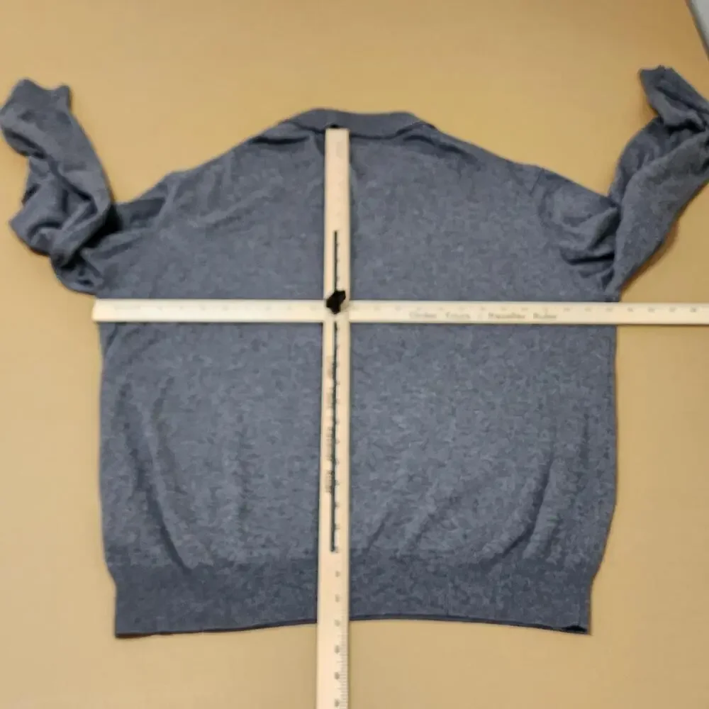 Orvis Sweater Mens Large Gray Cotton Silk Cashmere Collared Pullover Knit